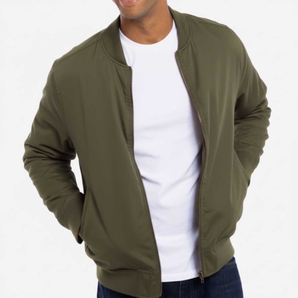 Line of Trade The Compass Bomber Jacket in Olive Green